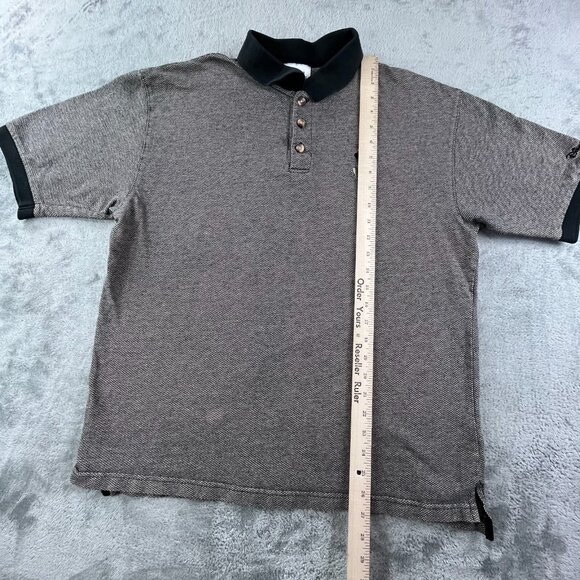 VTG Disneyland Resort Golf Ringer Polo Shirt Men Large Brown Herringbone Mickey - Picture 8 of 12
